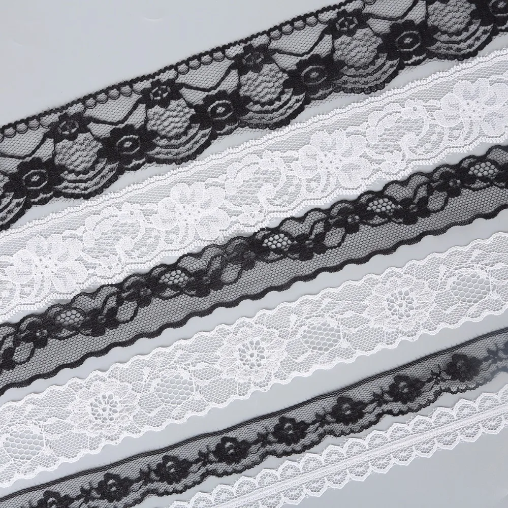 10 yard Lace Ribbon Lace fabric Lace trimmings Embroidered Craft decoration Wedding Lace ribbon gift wrapping Black and white