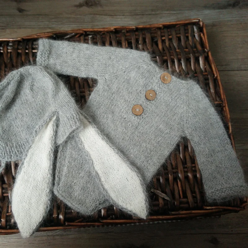 Newborn photography props,Fuzzy bunny romper for baby photo prop