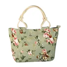 Large Women's Foldable Tote Casual Canvas Flower Bag #3