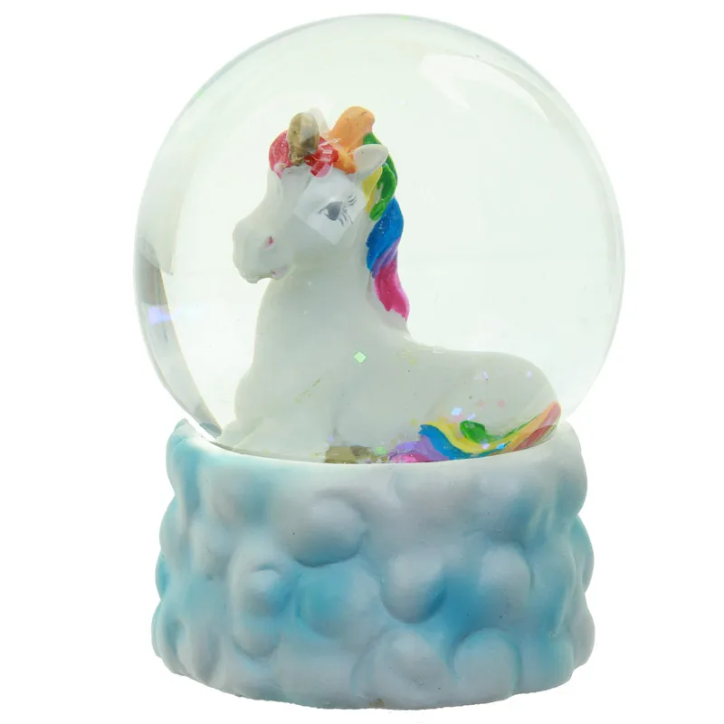 Enchanted Unicorn Snow Globe Horse Fairy Glitterdome Rainbow Unicorn Snow Globe on Pretty Cloud Base Unicorn Dancing In The Snow