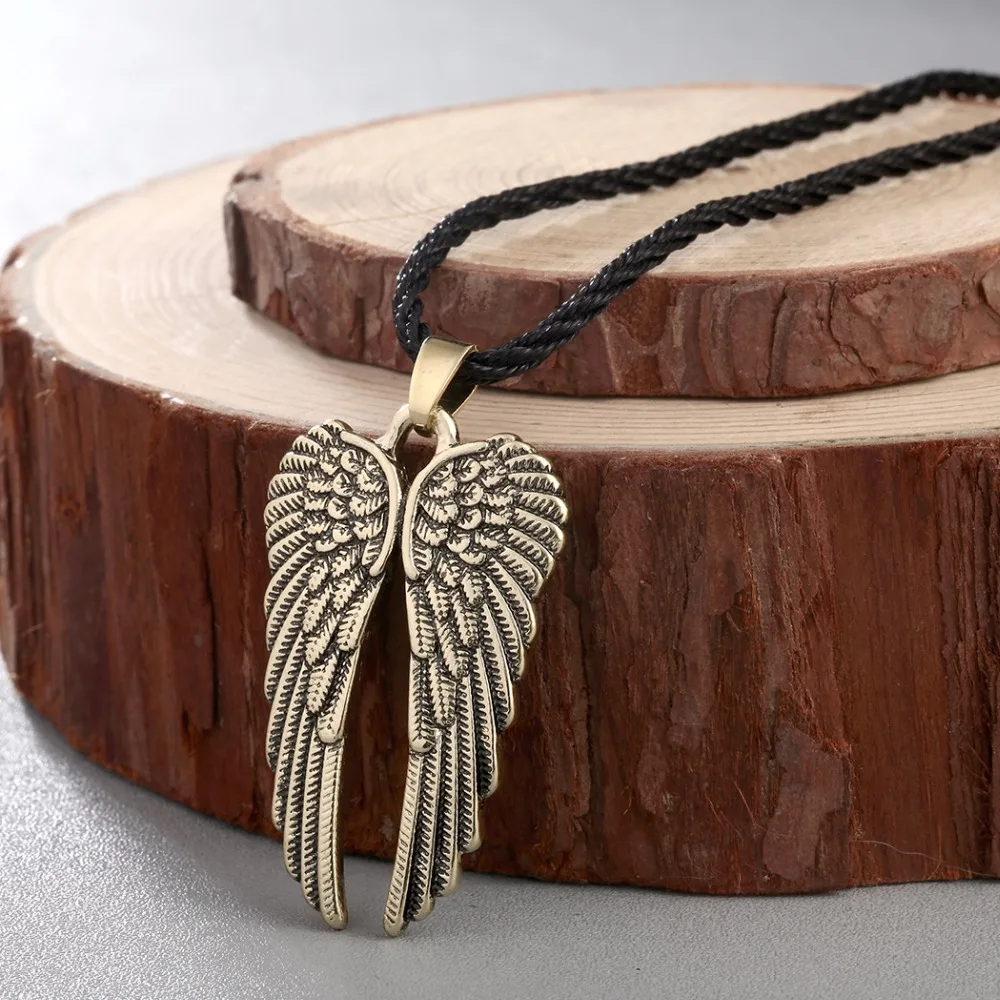 QIMING Antique fashion Angel Wings Necklace Women Angel Wings Pendant Guardian Angel Charm Collars Wing Necklace Jewelry