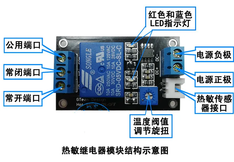 Thermistor Relay Control Module / Sensor / Temperature Detection / Temperature Switch /5V 12V 24V