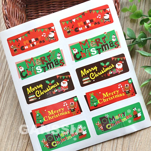 100pcs/lot 6x2.5cm Merry Christmas  Gift seal stickers DIY Party favorite Office zakka Decoration sticker supplies (ss-1498)