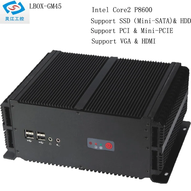 Mini PC 2*PCI Slot Intel CPU P8600 Dual Core With 4Gb Ram 128GB SSD 1*VGA Fanless Industrial Computer