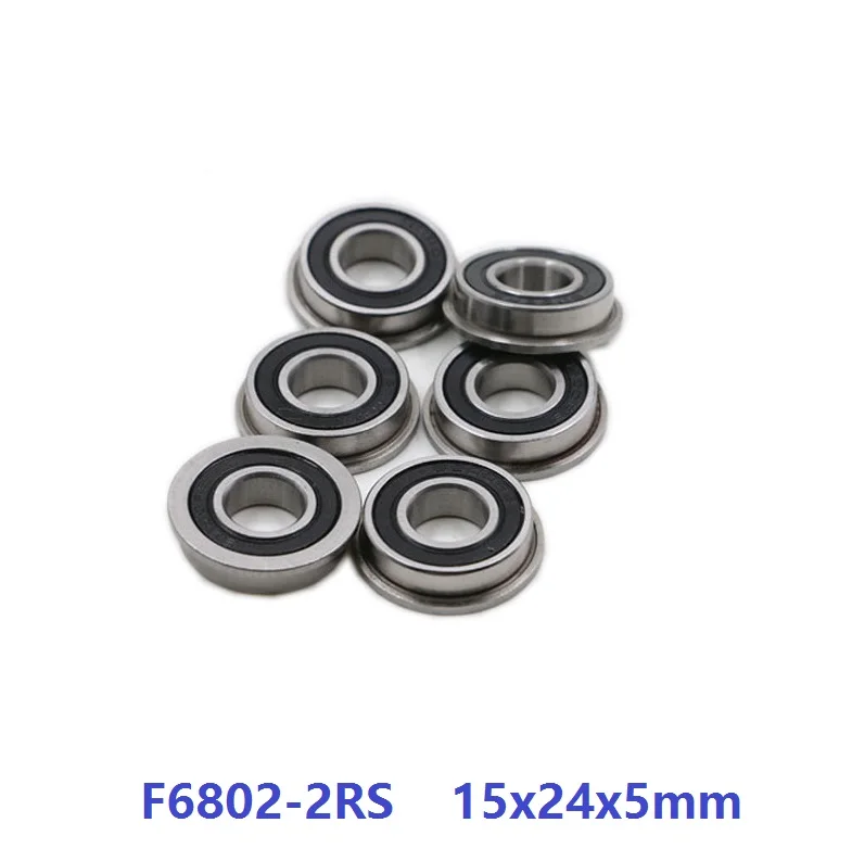 

100pcs/lot F6802-2RS F6802RS F6802 2RS RS 15x24x5mm flange Deep Groove Ball Bearing 15*24*5