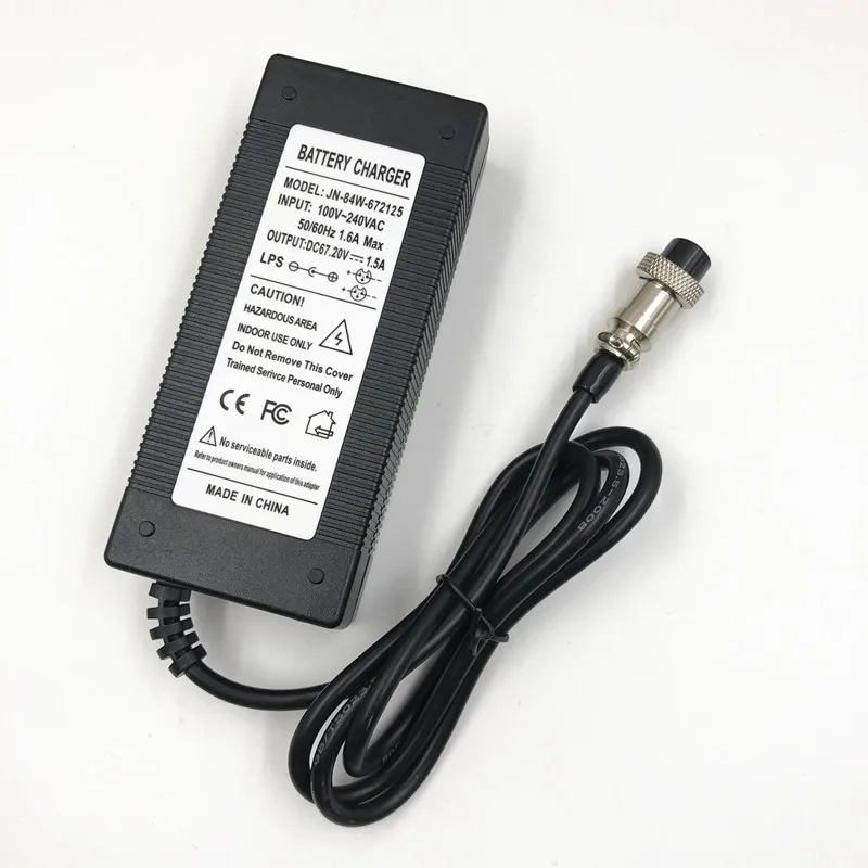 67.2V 1.5A lithium battery charger For 16S 60V li-ion battery pack Harley Wheelbarrow Charger GX16 3pins