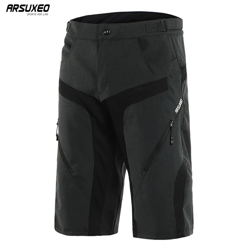 ARSUXEO Men's Outdoor Sports Cycling Shorts Downhill MTB Shorts Wearproof Mountain Bike Shorts Water Resistant 1802