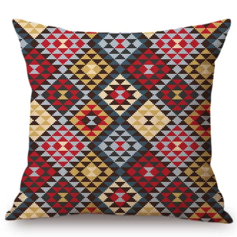 Ethnic Geometrics Design Pattern Africa Geometry Design Throw Pillow Case Home Decoration Cotton Linen Sofa Chair Cushion Cover