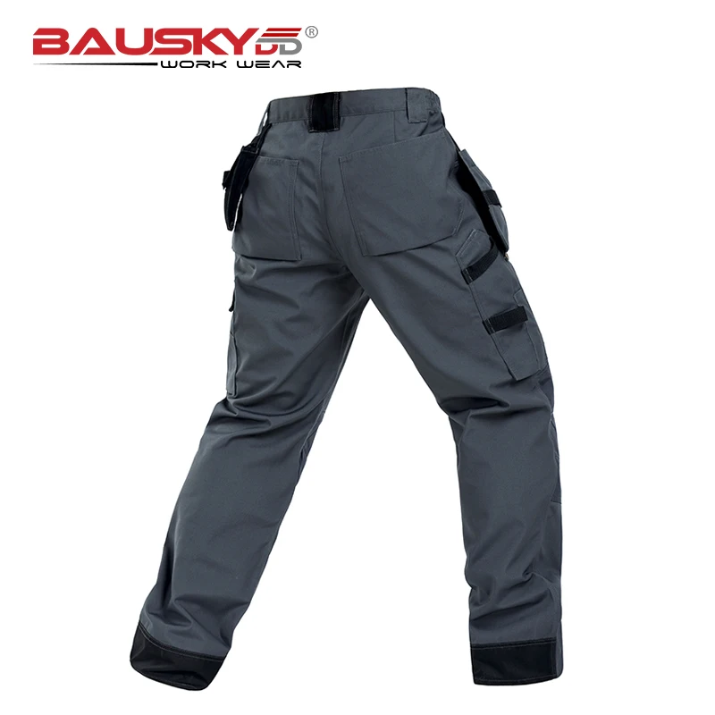 Bauskydd Durable workwear Polycotton men\'s wear-resistance multi-pockets grey cargo trousers work pants men workwear