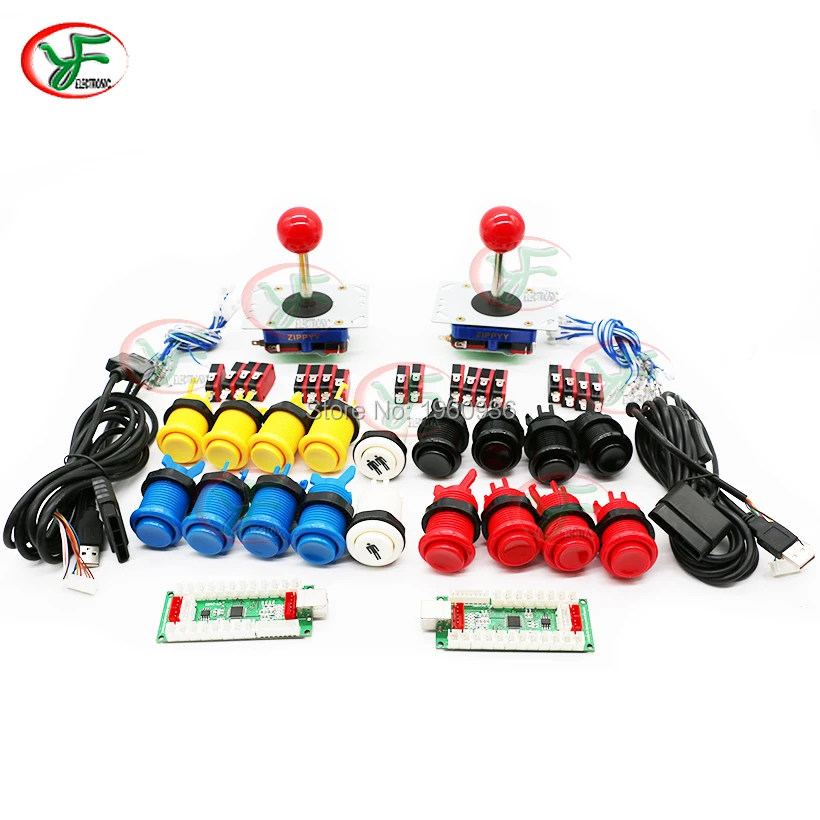 

Zero Delay Arcade USB Game Kit USB To PC PS2 PS3 Encoder 8 way Joystck 28mm H Push Button Switch Wiring Cable