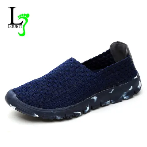 Women Summer Handmade Woven Flat Shoes Breathable Fashion Loafers L LOUBIT