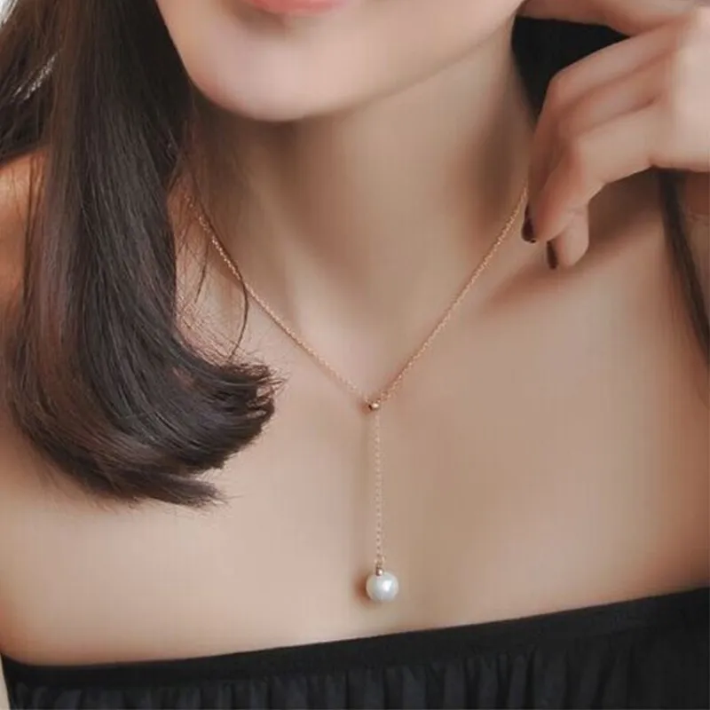 NK623 New Hot Short Tiny Minimalist Simulated Pearl Clavicle Necklace Collares Bijoux Pendant For Women Jewelry Choker