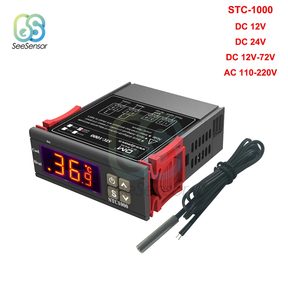 Imagem -06 - Termostato Digital para Controle de Temperatura em Incubadora Termostato de Led de 1000 para Manutenção de Temperatura em Incubadora para Aquecimento e Resfriamento Termorregulada por Relé de 12 a 24v 220v