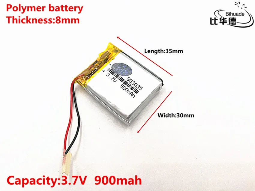 Good Qulity 3.7V,900mAH,803035 Polymer lithium ion / Li-ion battery for TOY,POWER BANK,GPS,mp3,mp4