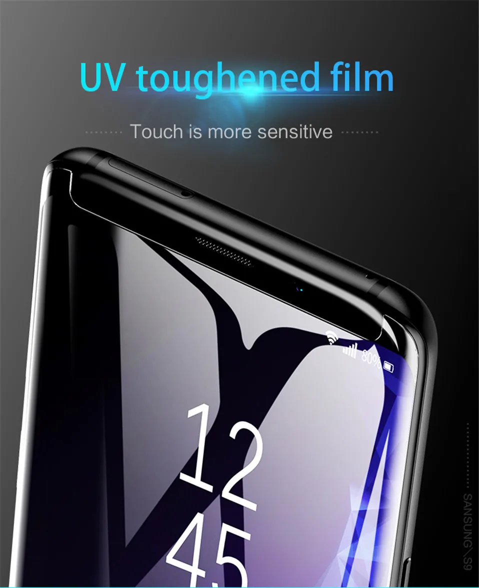 2018 UV Glue Screen Protector For Oppo Find X Tempered Glass Full Cover 1 pc Bit Light