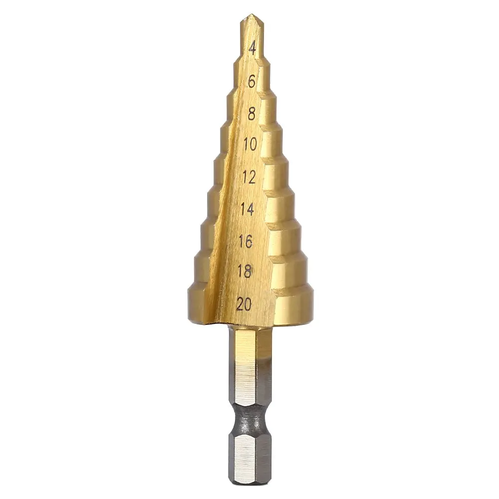 3 bocados de broca titanium de aço da etapa de hss dos pces 3-12mm 4-12mm 4-20mm ferramentas de corte do cone da etapa do woodworking de aço conjunto de perfuração do metal da madeira