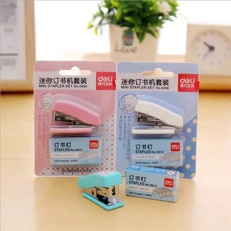 Lovely 1 Piece Mini Stapler With 640pcs Staples Paper Clip School Office Students Stationery Wholesale