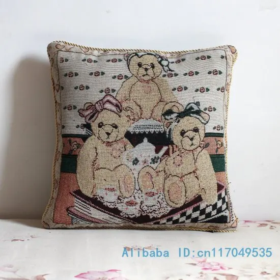 베개 커버 1PCS 16 인치 (42cm * 42cm) 3 곰 면화 베개 커버 도매 P148