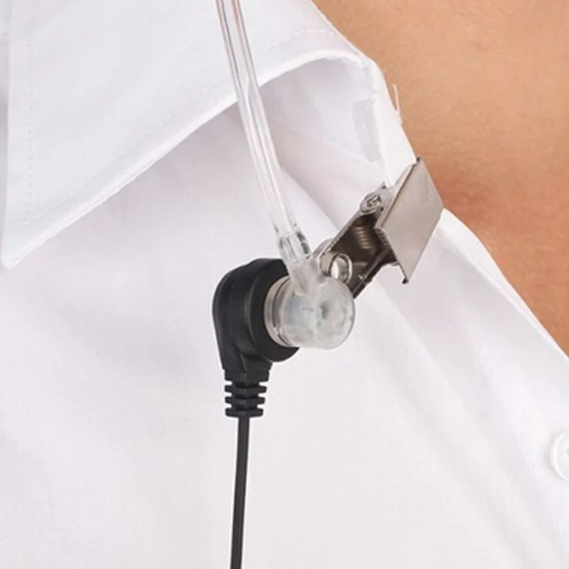 Pro 2 Pin Earpiece Headset Earphone For Motorola Kenwood Radio with Hidden microphone inside PTT Switch Security