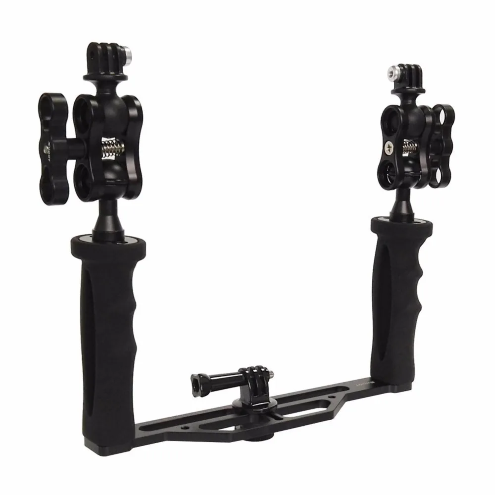 

Dual Handheld Stabilizer Diving Tray Ball Head Mount for GoPro Hero 6 5 4 Session 3 Plus Xiaoyi SJCAM Sports Action Cameras