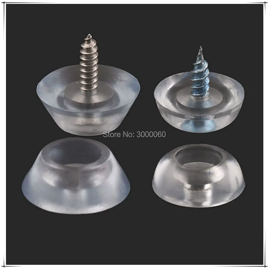 17mm 20mm Diameter Transparent Silicone Pad Anti-slip Washer With M3x16mm SS Countersunk Self Tapping Screw For Furniture Foot