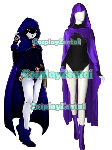 

Raven Superhero Cosplay Costume Spandex Zentai Suit Spandex Bodysuit Jumpsuit halloween costumes for woman with Cape Hot Sale