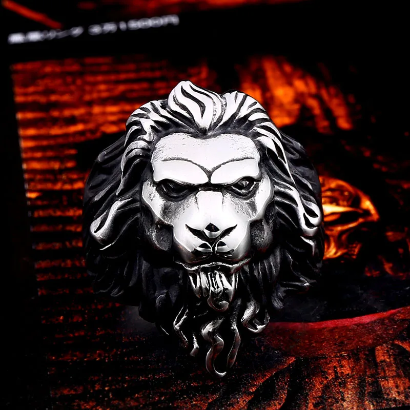 Beier 316L Stainless Steel Forest King Lion Head Men\'s Ring Classic Animal Protection God High Quality Jewelry LLBR8-676R