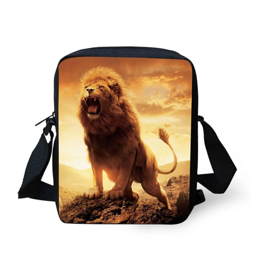 Good Quality 3d print Lion lizard pattern adult and children's messenger bag shoulder bag small bag