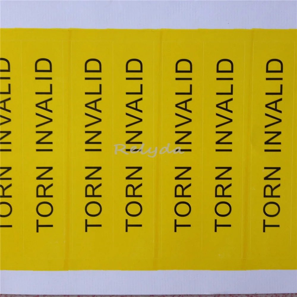 1000pcs 90x16mm Custom Text Yellow Printing Fragile Paper Security Label Torn Invalid Box Seal Destructible Security Sticker