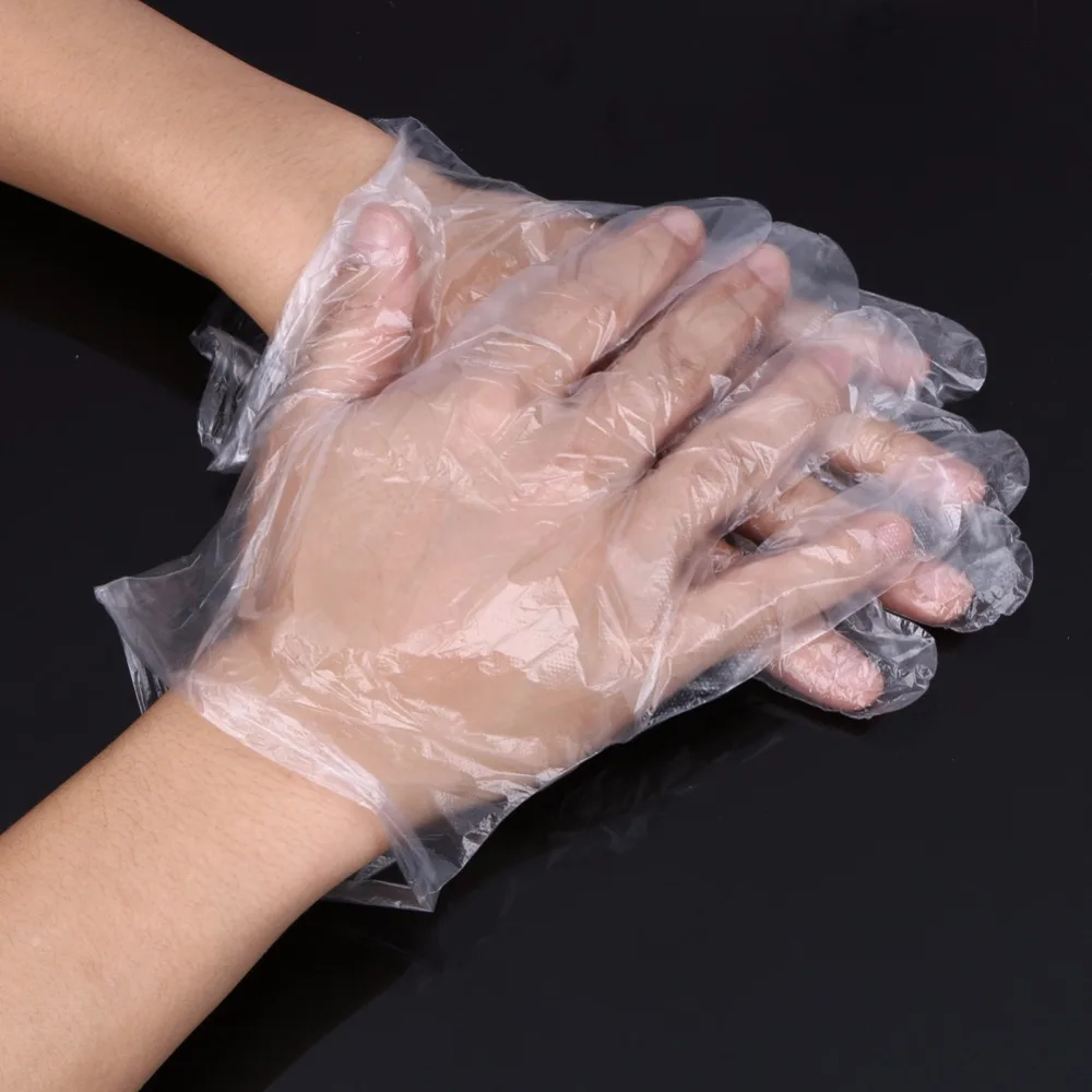 100pcs/lot  Disposable Gloves PE Garden Home Restaurant BBQ Plastic Multifuction Gloves