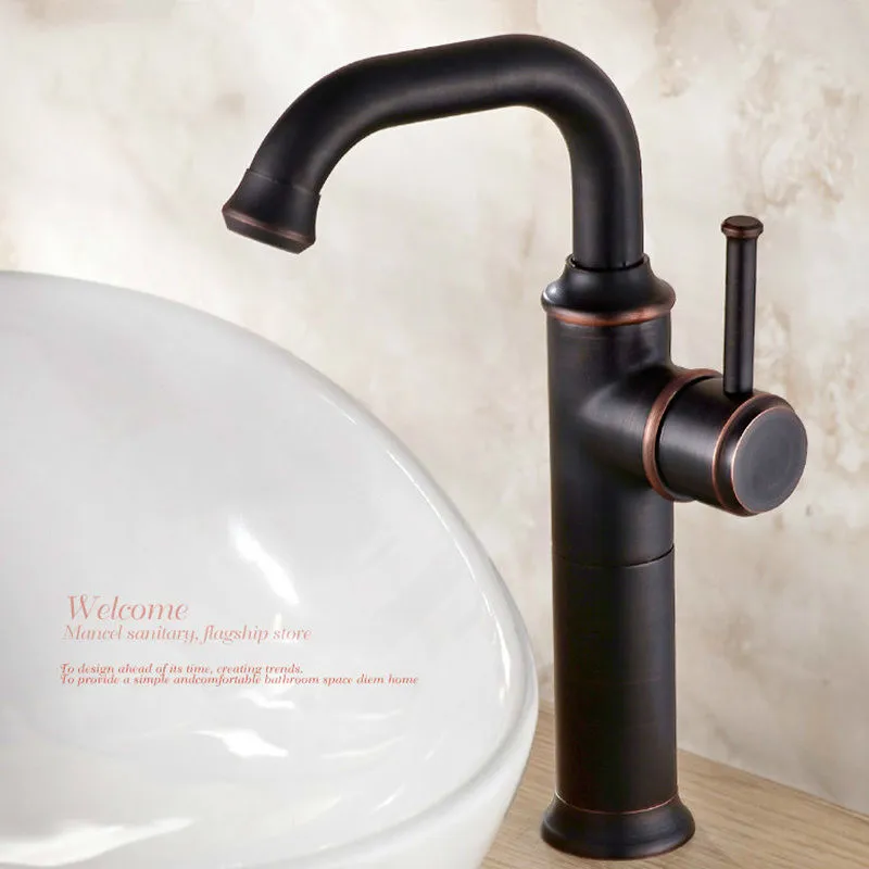 

New Arrival Wholesale And Retail Black Antique Brass Bathroom Basin Faucet tap 360 Degree Swivel Spout Vanity Sink faucet Mixer