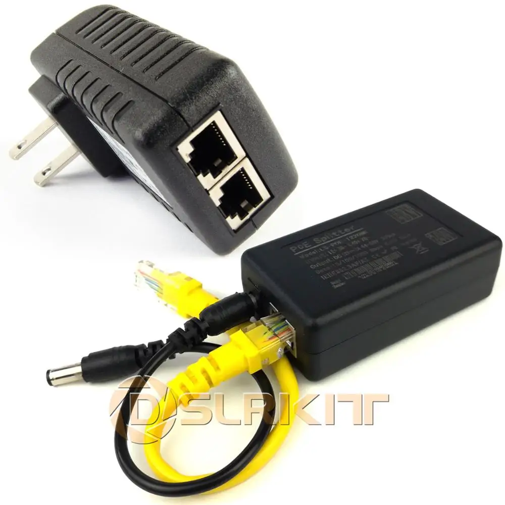 Gigabit 802.3at 24 วัตต์ PoE Kit (Splitter + หัวฉีด) 12V 2A Power Over Ethernet