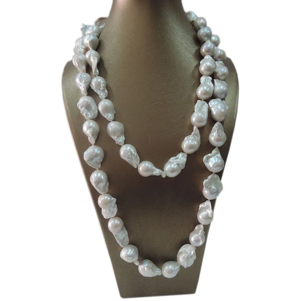 100% NATURE FRESHWATER PEARL NECKLACE, HIGH QUALITY BIG BAROQUE PEARL long NECKLACE-125 cm NECKLACE-big baroque shape pearl