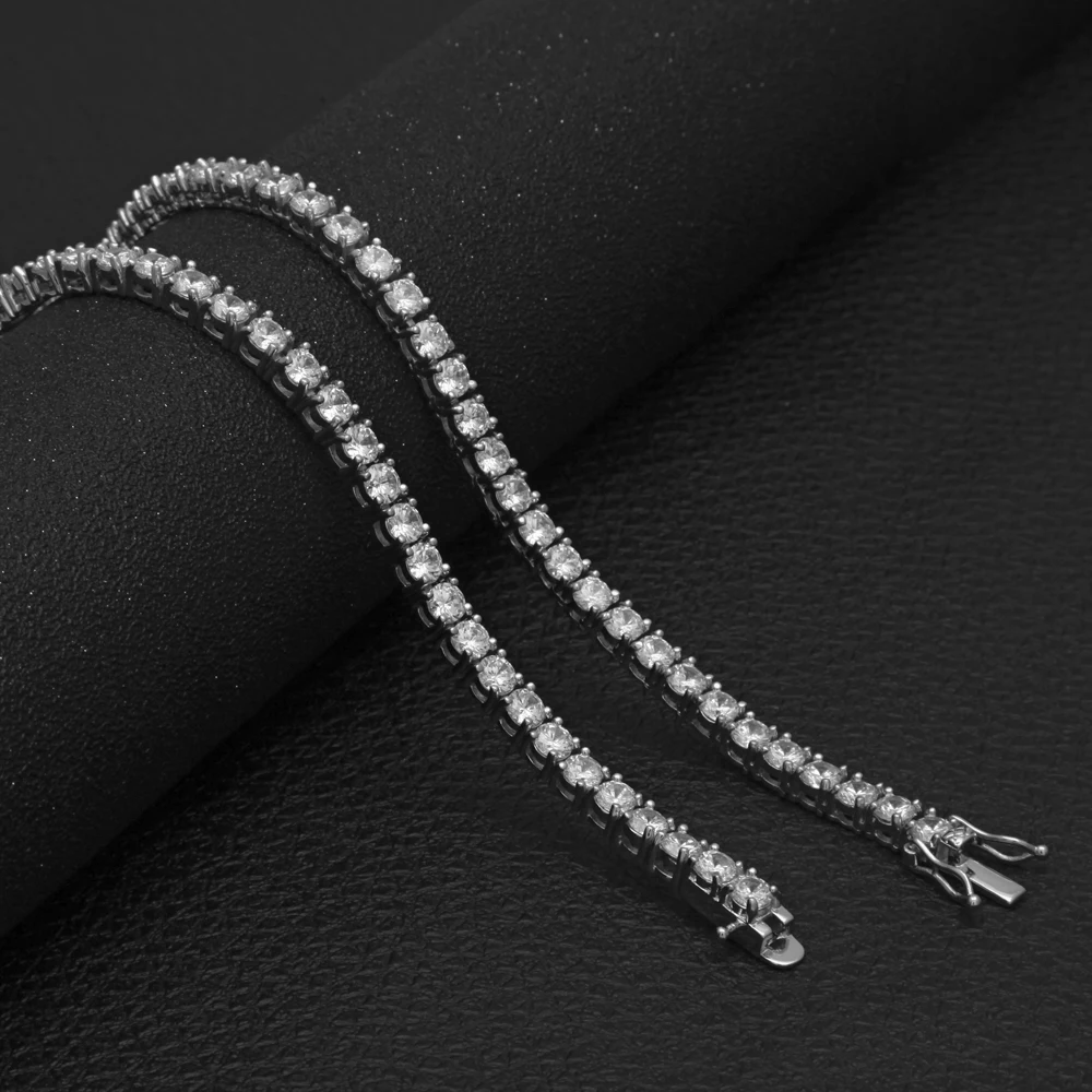 Uwin 3mm 4mm 5mm Round Cut Iced Out Cubic Zirconia Tennis Link Chain Hiphop Top Quality CZ Box Clasp Necklace Women Men Jewelry