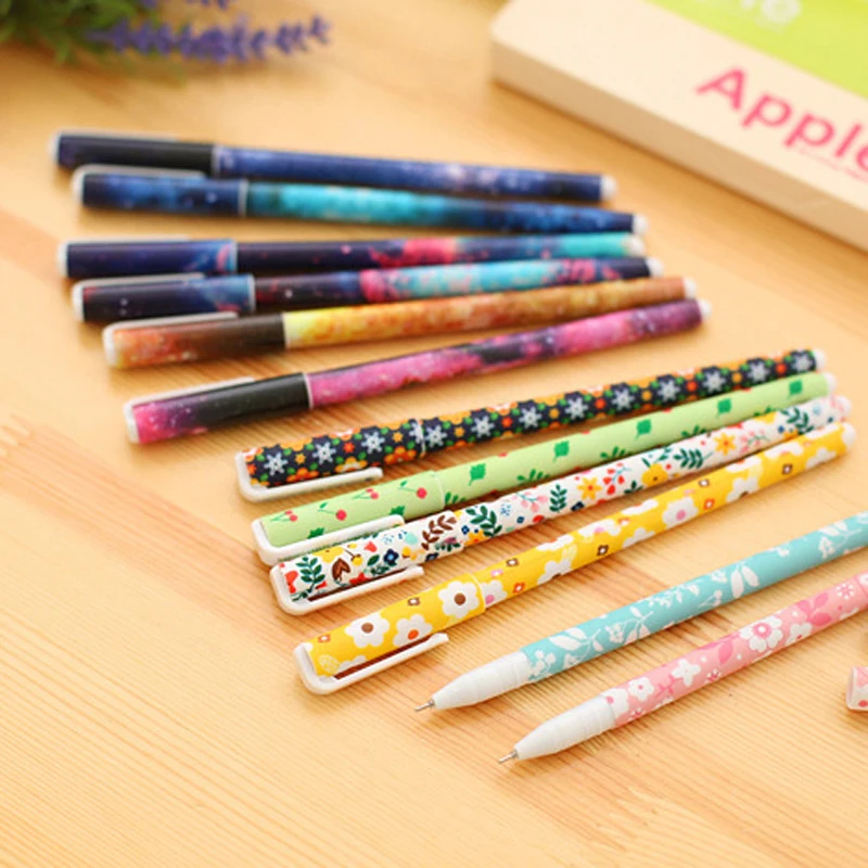 Beautiful Starry Sky Pattern and Flower Polka Dot Color Gel Pen for Student School Office Writing Pens Stationery