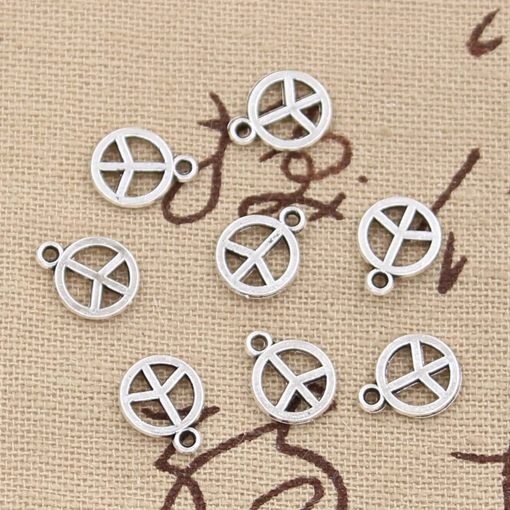 50pcs Charms Peace Symbol 10x8mm Antique Pendant fit,Vintage Tibetan Silver color,DIY Handmade Jewelry