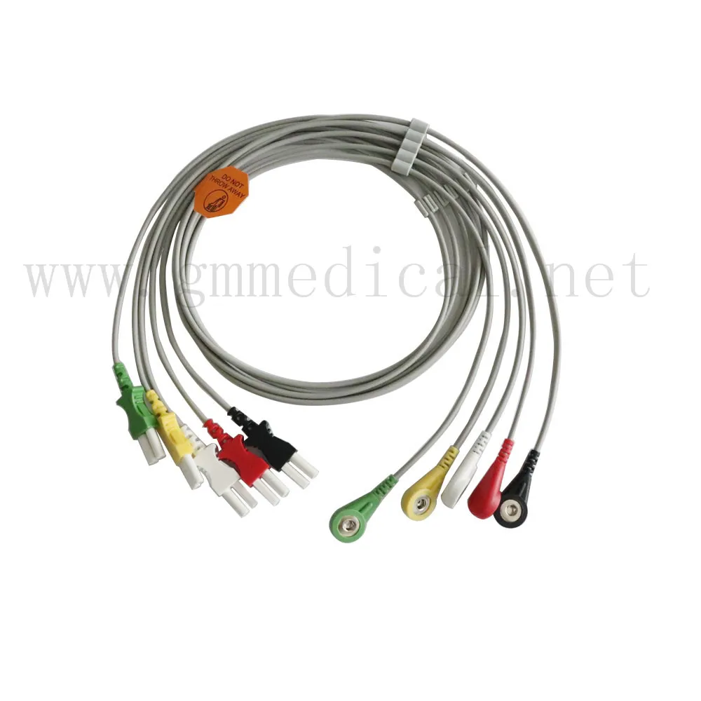 Compatible with Spacelab Medical Tru-Link Leadwire sets , 5-Lead , Snap/Grabber , IEC/AHA, 24in & 2PIN .