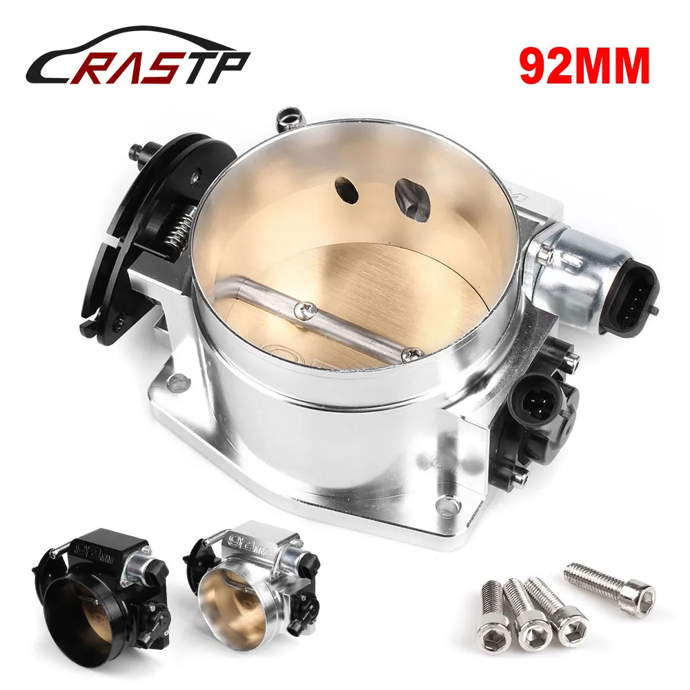 RASTP-High Quality 92mm Throttle Body with TPS Throttle Position Sensor Idle Air Control Silver Black RS-THB001-92mm