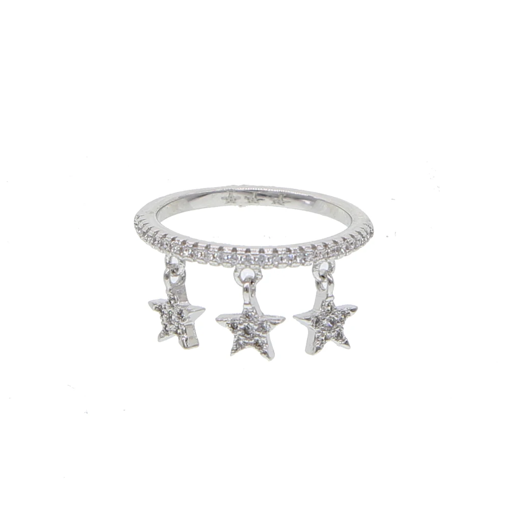 silver color fashion jewelry cz paved tiny star charm ring for lady women christmas gift high quality cubic zirconia jewelry