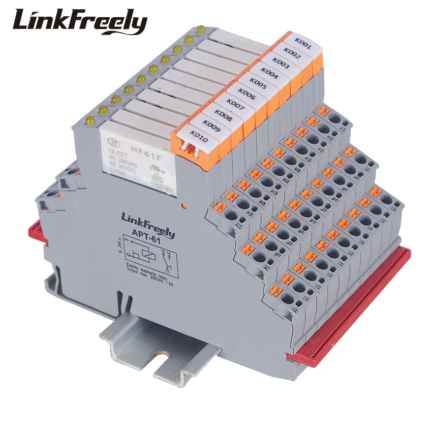 

APT-61 HF41F12-ZST 10pcs Plug-in Relay Module & Board Common Positive Pole Input 12VDC Output 6A/250VAC 30VDC Contact Relay