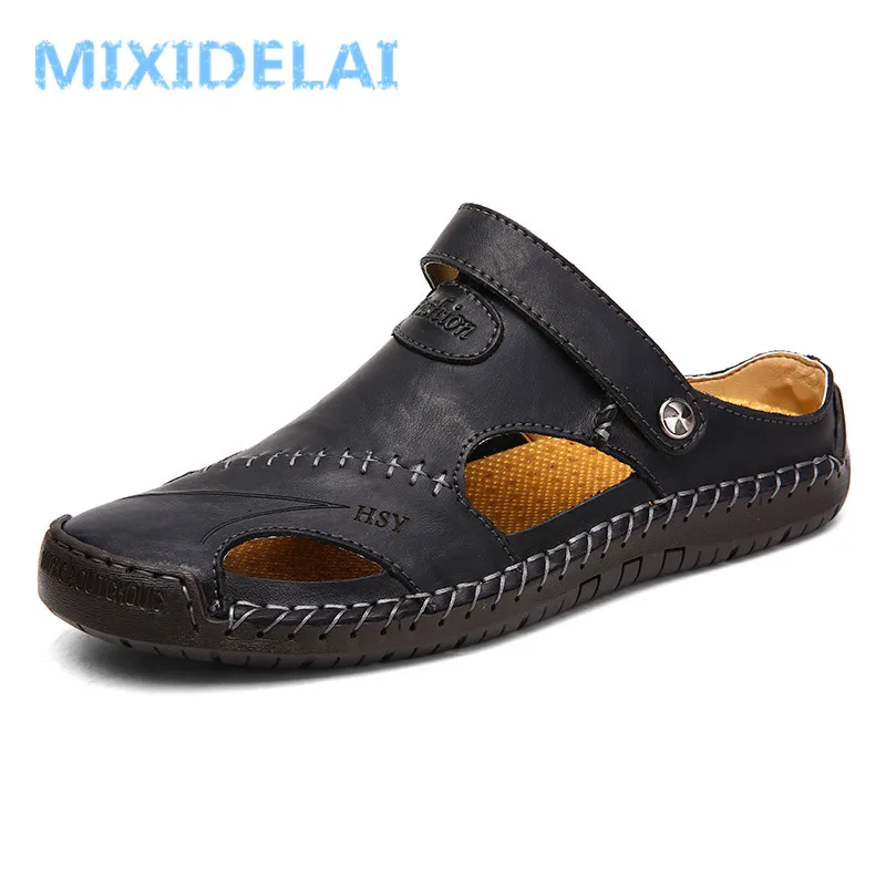 Summer Sandals Men Leather Classic Roman Sandals 2024 Slipper Outdoor Sneaker Beach Rubber Flip Flops Men Water Trekking Sandals