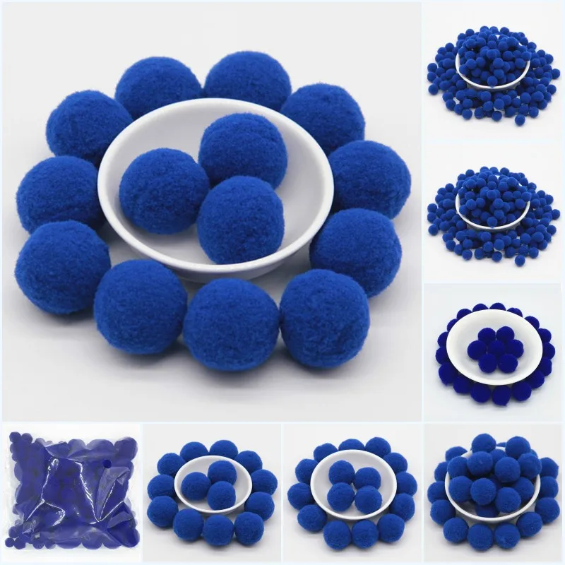 Blue Pompoms 8/10/15/20/25/30mm Fur Plush Ball Craft DIY Soft Pompon Wedding Home Garment Sewing on Cloth Accessories 20g