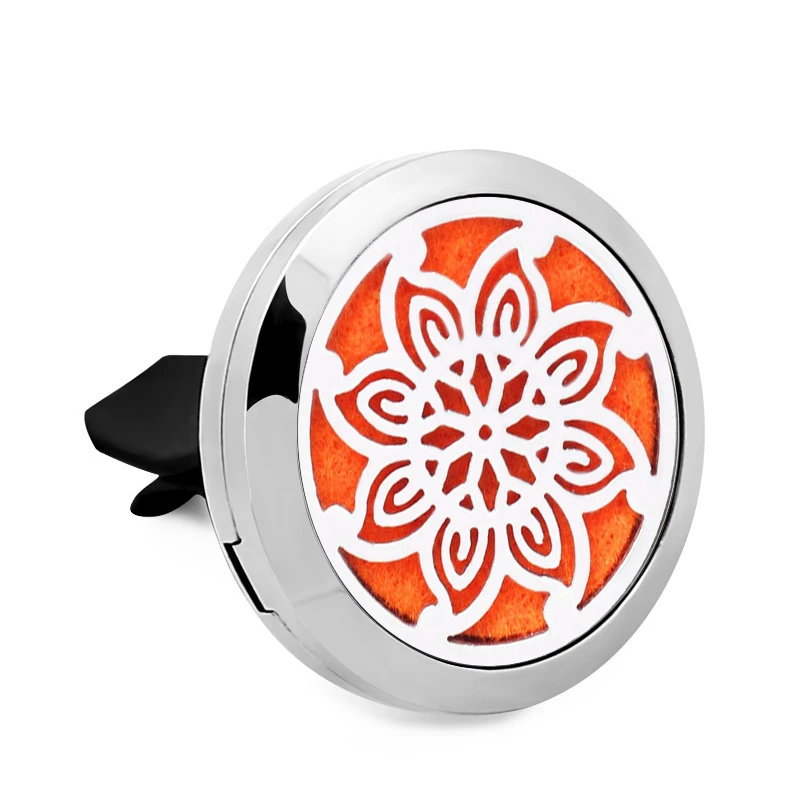 1PCS Crown Family Tree Flower Stainless Steel 30mm Perfume Magnetic Locket Car Diffuser Vent Clip With 10p Random Oil Pads