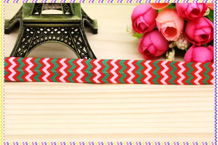 5/8 inch  Elastic FOE christmas chevron printed headband headwear diy hair band wholesale OEM H4379