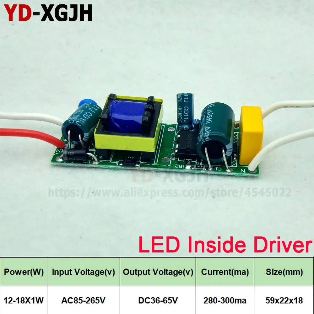 10PCS 12W15W18W LED Tube Driver Out 160mA to 220mA 85-265V Input for 0.6M 0.9M 1.2M T5 T8 T10 Lamp holder driver Size 59x22x18mm