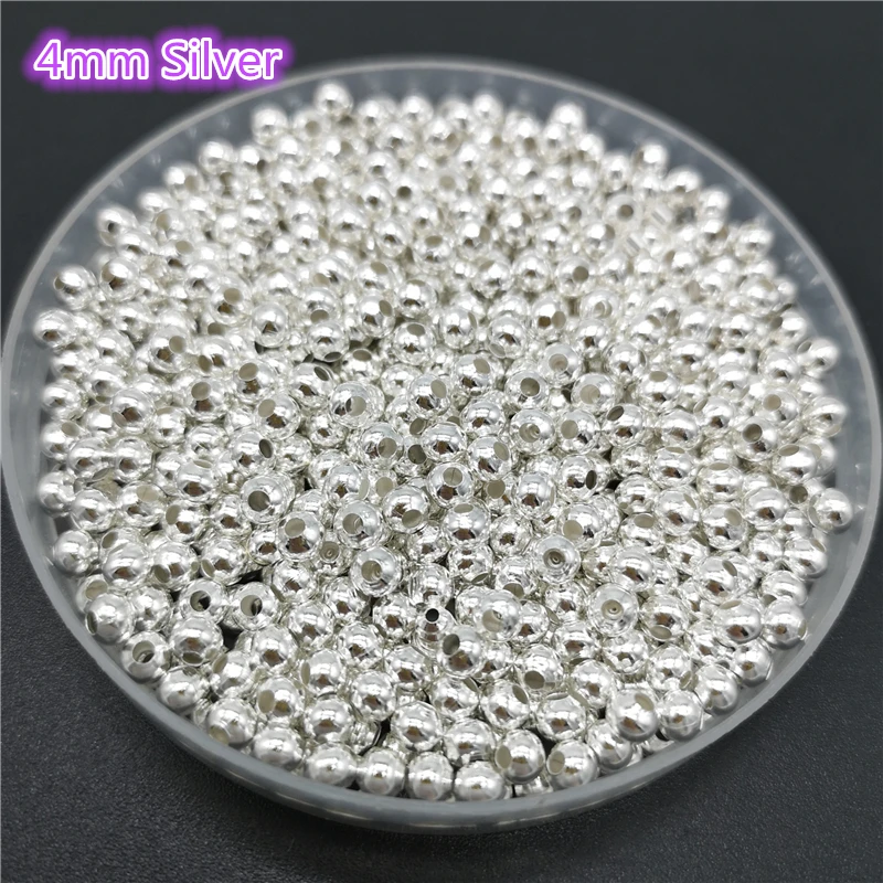 Five Sizes Silvery Iron Metal Beads Jewelry Findings Diy Beads Smooth Ball Spacer Beads For Jewelry Making Making
