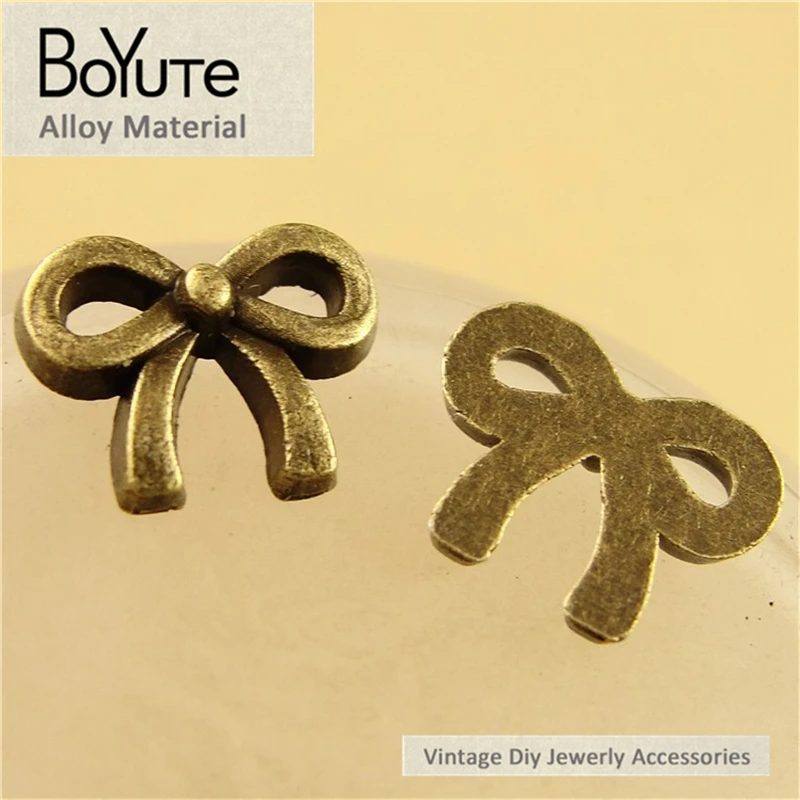 BoYuTe (200 Pieces/Lot) 8*10MM Antique Bronze Plated Zinc Alloy Bowknot Charms Pendants Jewelry Findings Diy Handmade