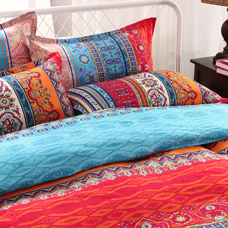 FANAIJIA 3D Bohemian Conjuntos De Cama, Boho Impresso Mandala Duvet Cover Set com Fronha, Lençóis Queen Size, Home Textile