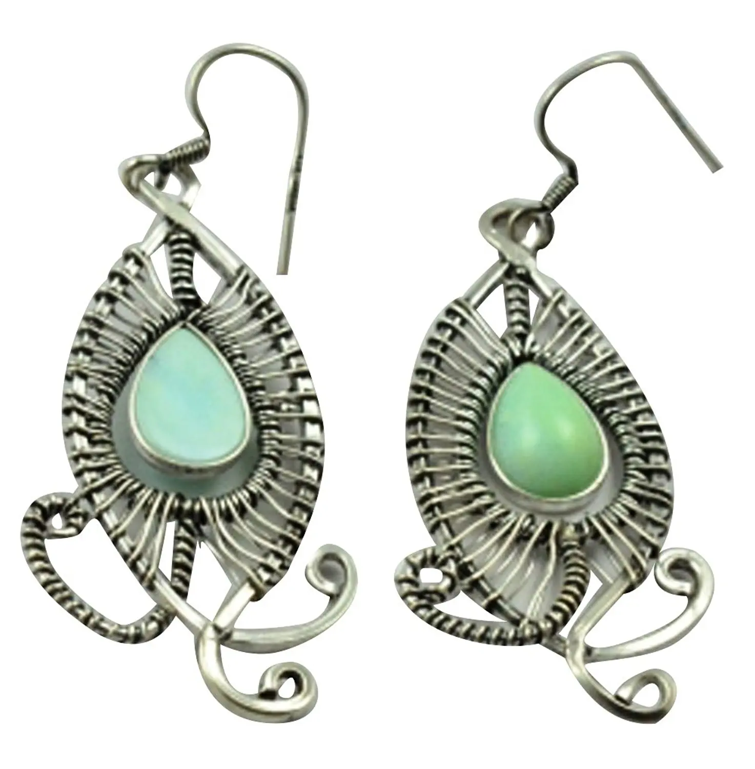 

Genuine Larimar Earrings 925 Sterling Silver, 60 mm, AE2221