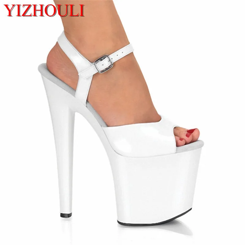 7 inch stiletto heels open toe shoes for women 17 cm stiletto platform shoes white wedding party sandal